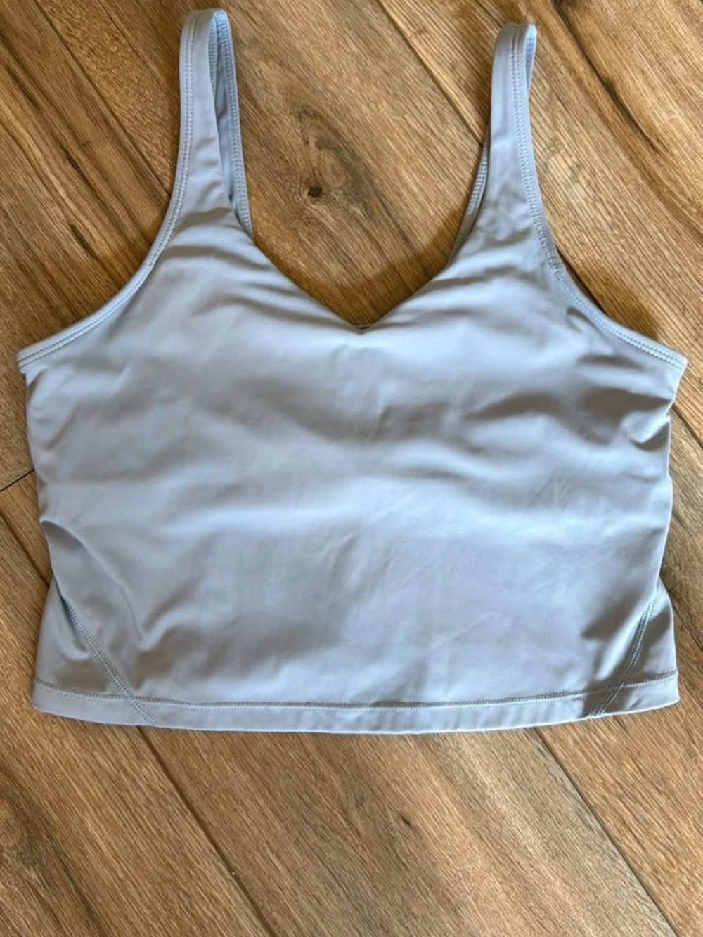 Amazon Longline Sports bra blue Gray Women's V-Neck Cropped Tank Top Medium